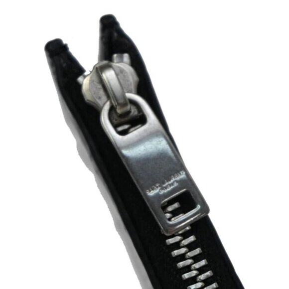 SAINT LAURENT Logo Compact Card Case Coin Wallet Embossing Leather Black - Picture 14 of 16